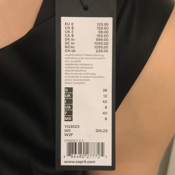 NEW WITH TAGS ESPIRIT black silky dress size 8 - Picture 4 of 6